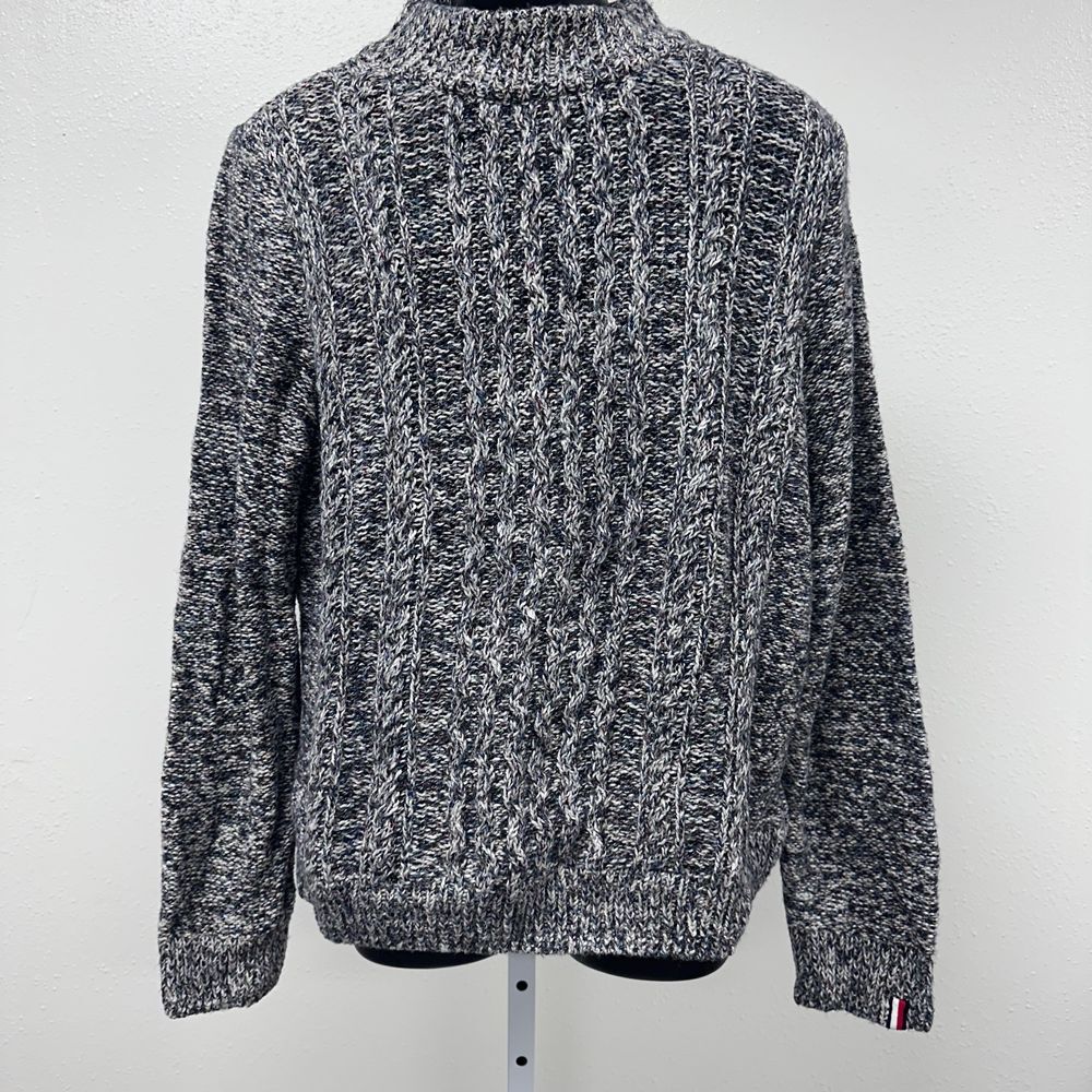 Tommy Hilfiger Mock Neck Cable Comfortable Fall Sweater Black/Gray/White XL - Picture 2 of 13